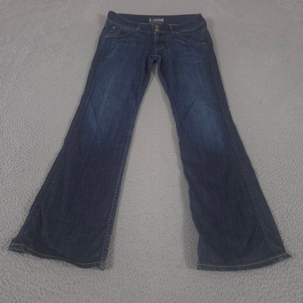 Hudson Jeans Womens 30 Blue Flare Leg Double Button Fly Dark Wash Stretch Denim